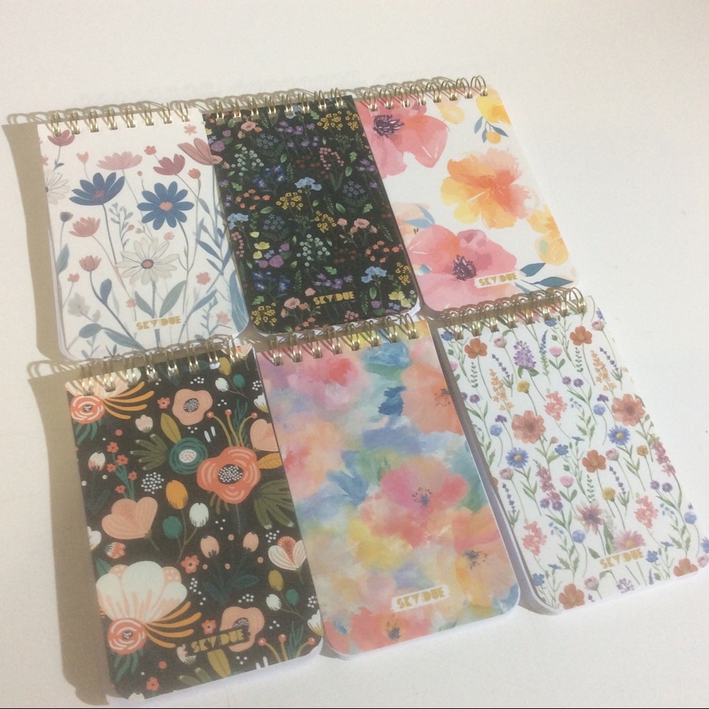 6 Mini Floral Sky Dee Spiral Bound Composition Notebooks Notepads Lined Pages